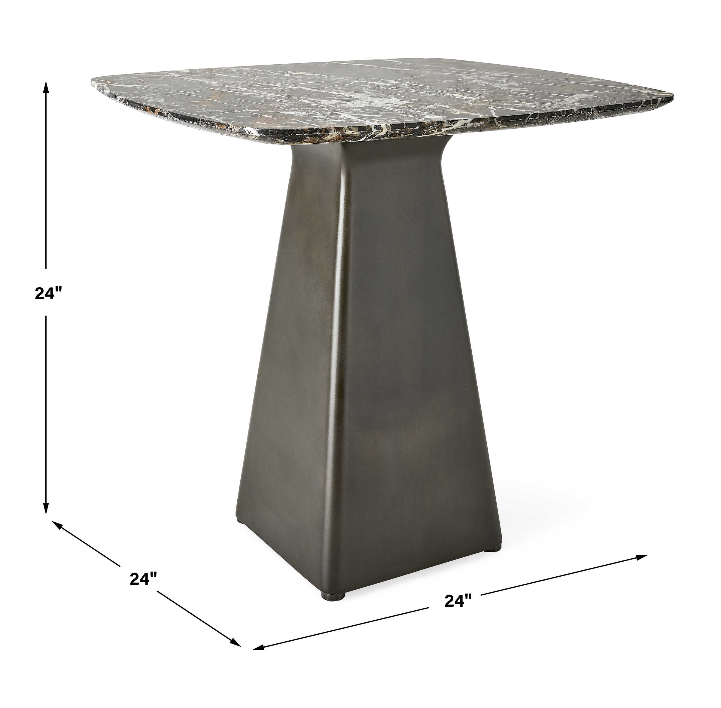 Equilateral Side Table - Marble/Bronze, 2 Cartons