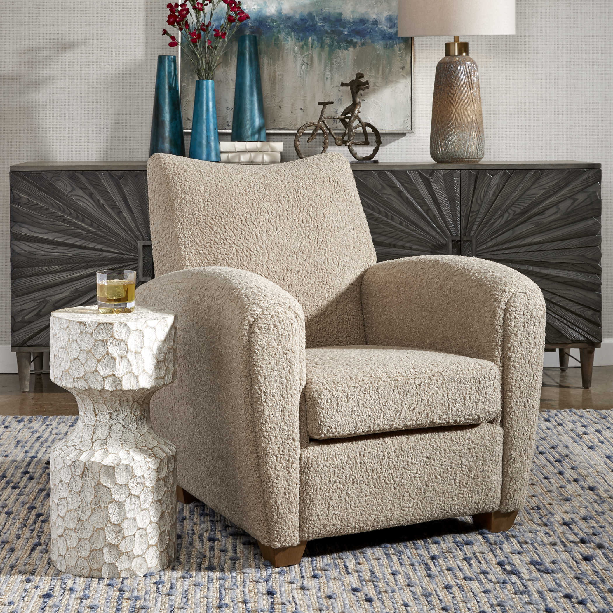 Uttermost Aegea Beige and Gray Woven Rattan Accent Chair - #95T61