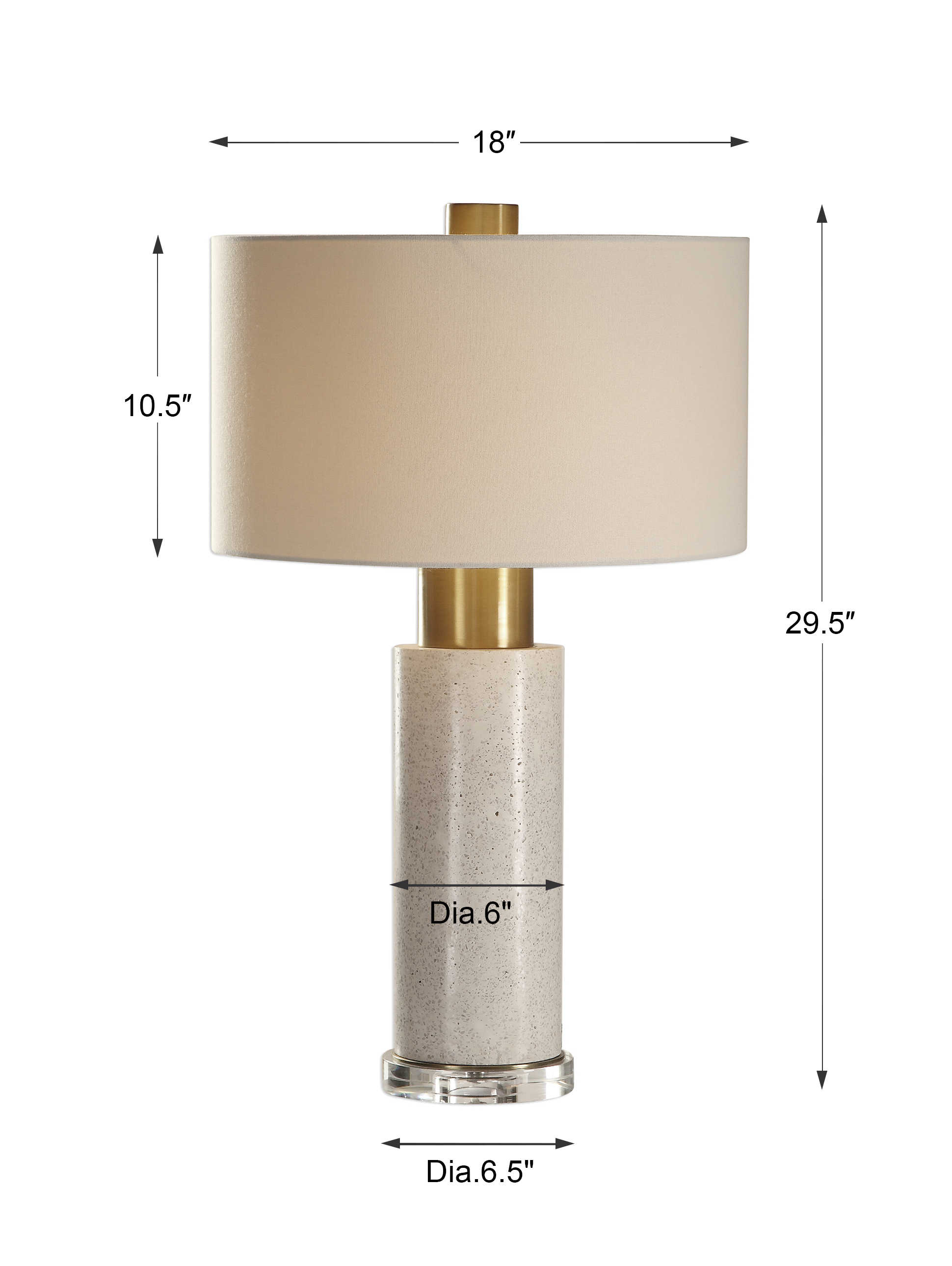 Uttermost Lagrima Metal Crystal and Fabric Lamp in Brushed Brass/Beige