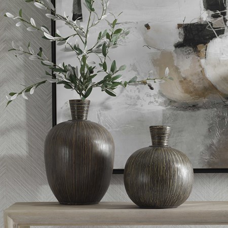 Uttermost Islander Whitewashed Decorative Vases Set of 2 - #325H1