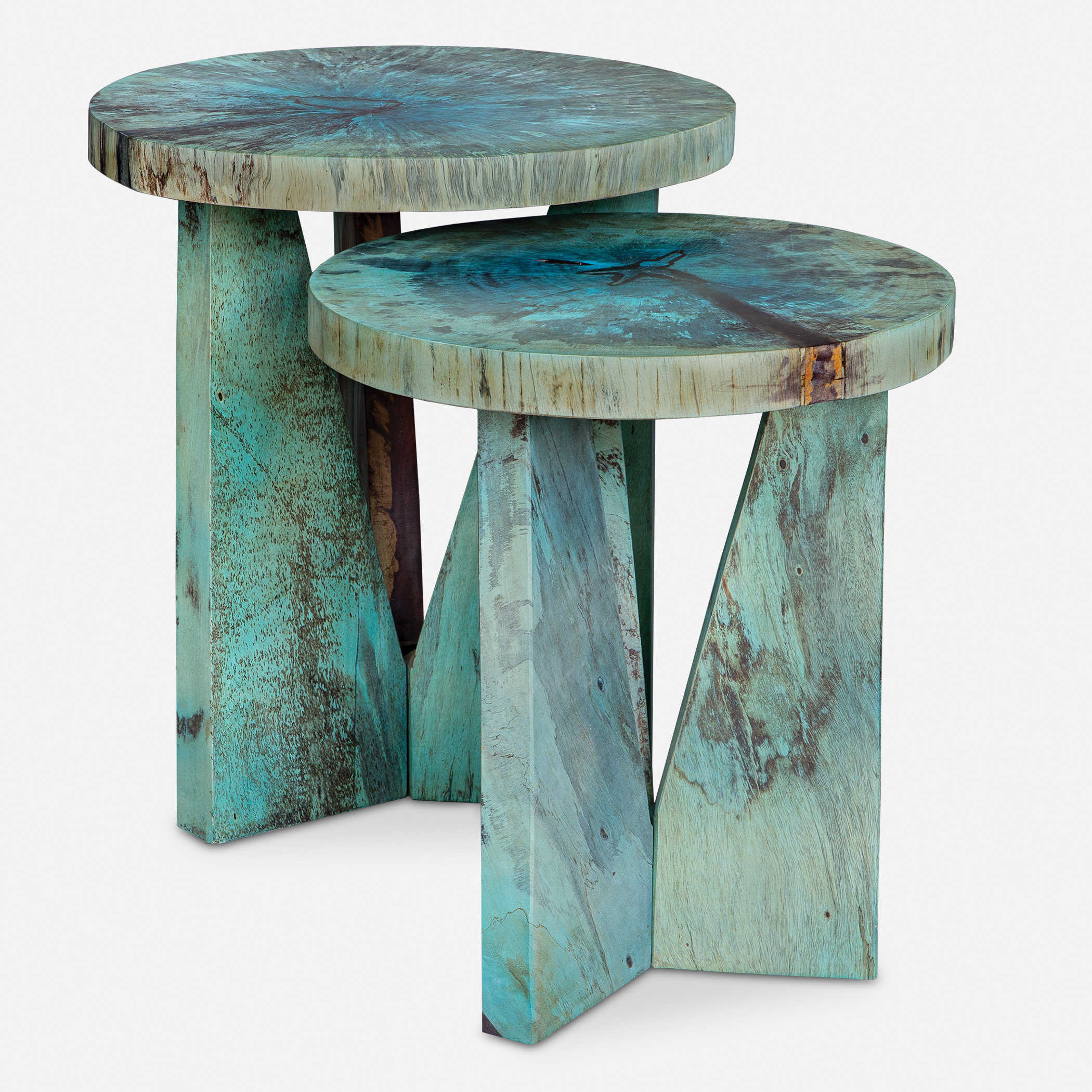 Blue nesting store tables