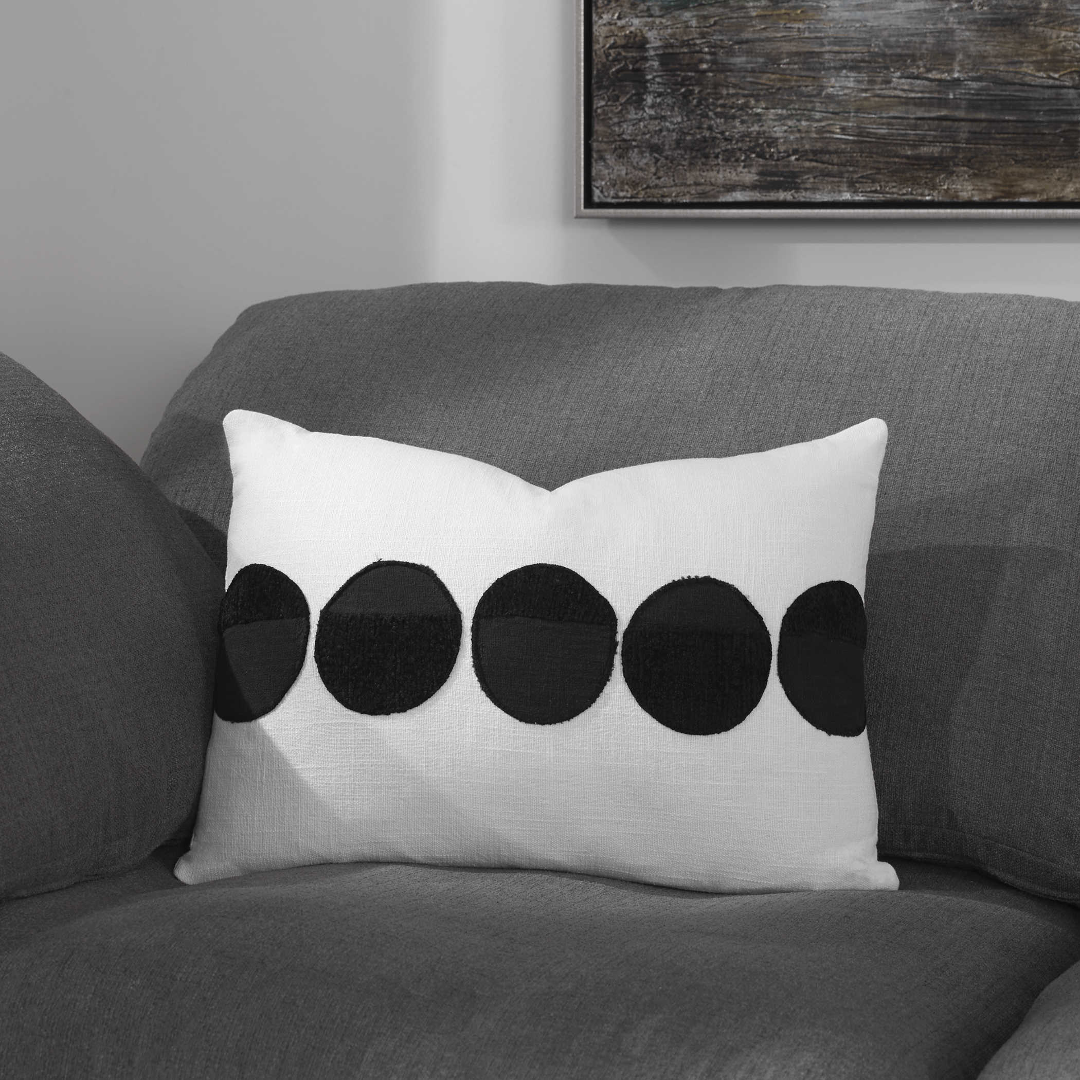 Black and 2024 white dot pillow