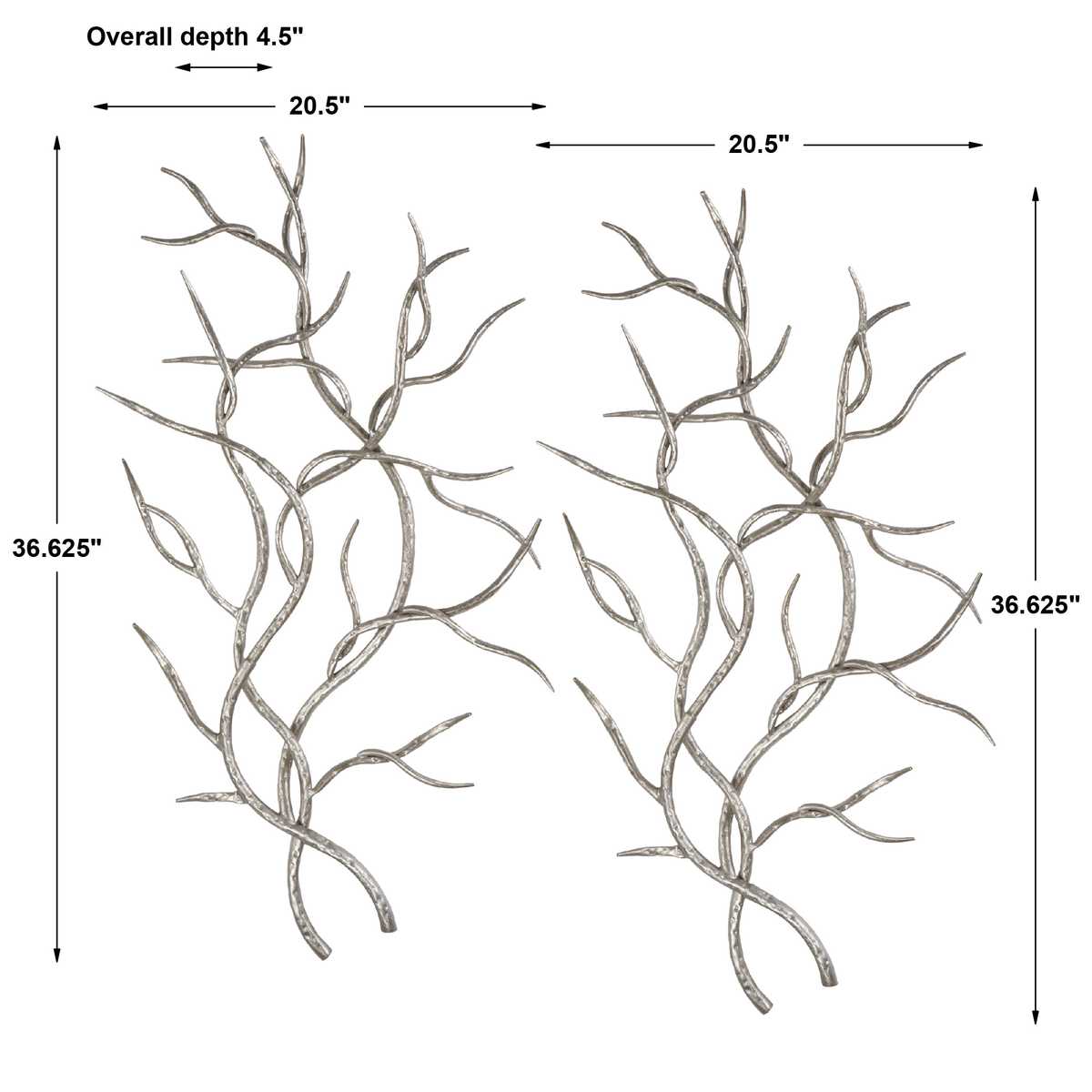 Silver Branches Metal Wall Decor, S/2 - Uttermost