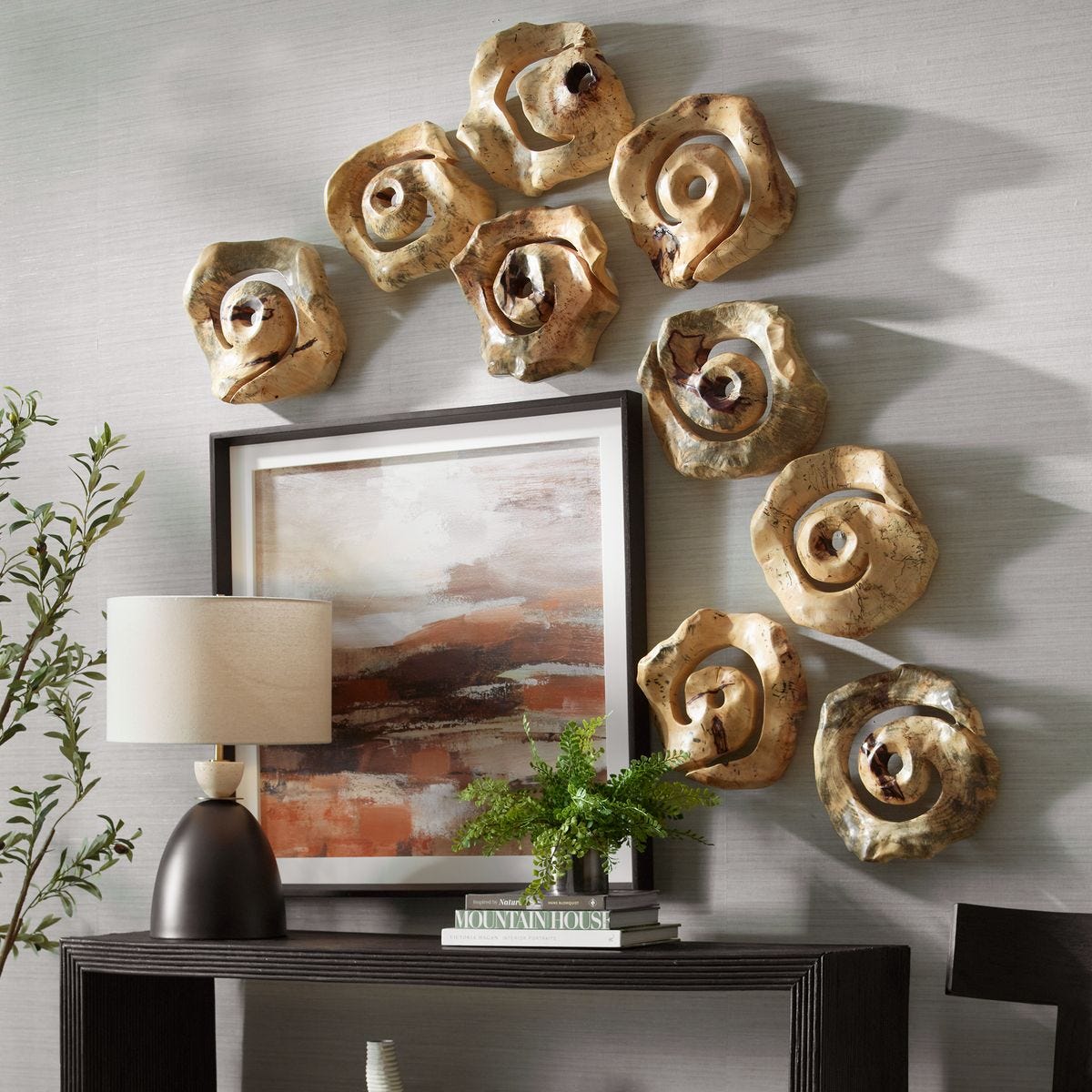 【美品】UTTERMOST社製 Cosma彫像・置物 UTT-19697 Corkscrew Wood Wall Decor, S/9 - Uttermost