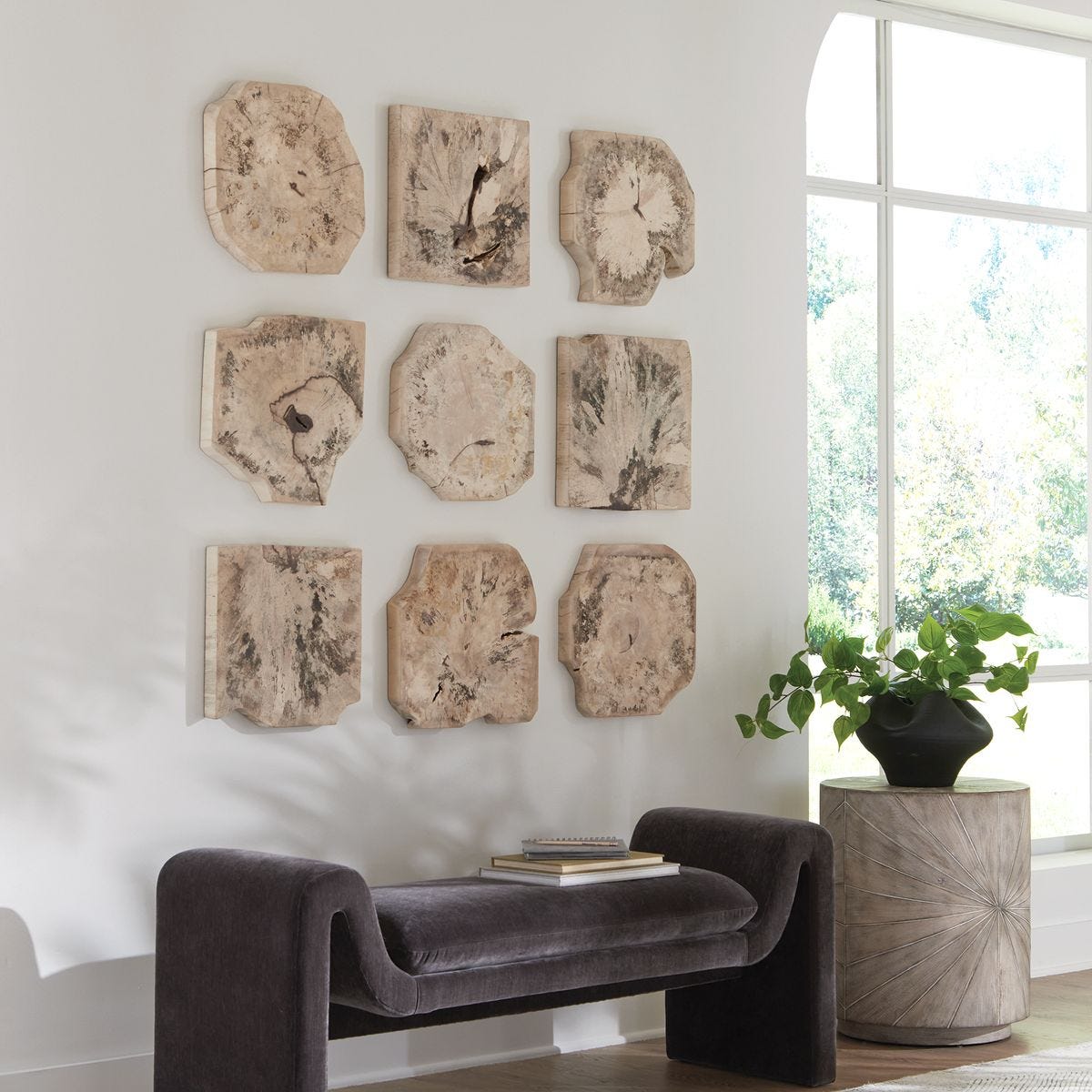 Bahati Wood Wall Decor, Bleached, S/9 - Uttermost