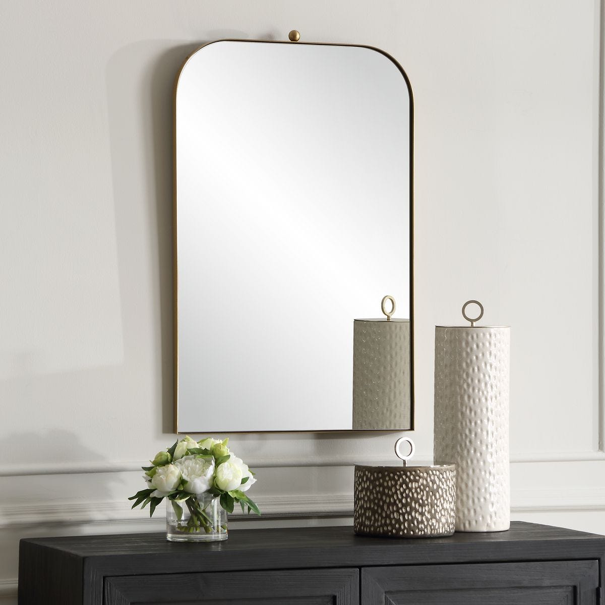 美品　UTTERMOSTアターマスト社製Gold Mirror大型鏡 Uttermost Mirrors Marlo Round Gold Mirror - Skaff Furniture Carpet