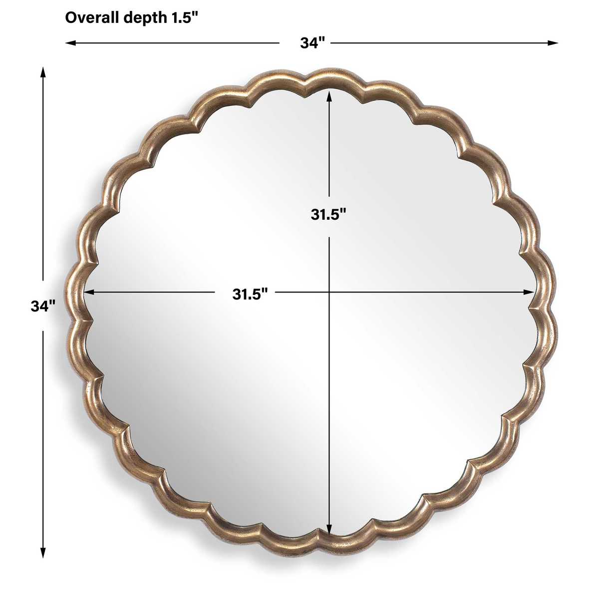Cerrito Round Mirror, Brass view 6
