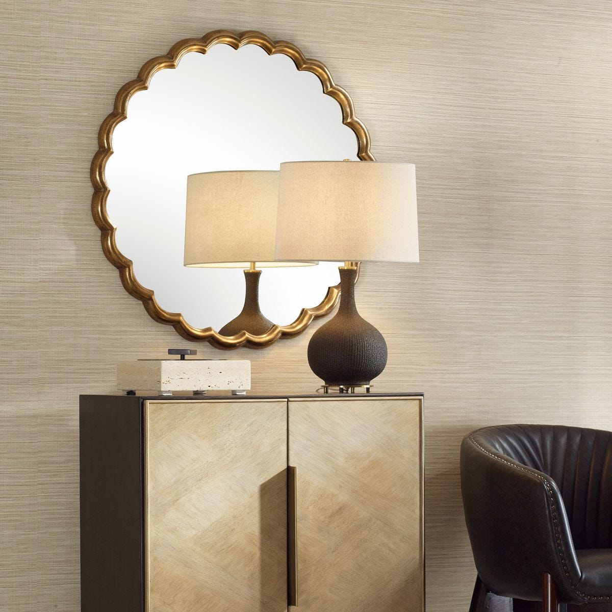 Cerrito Round Mirror, Brass view 3