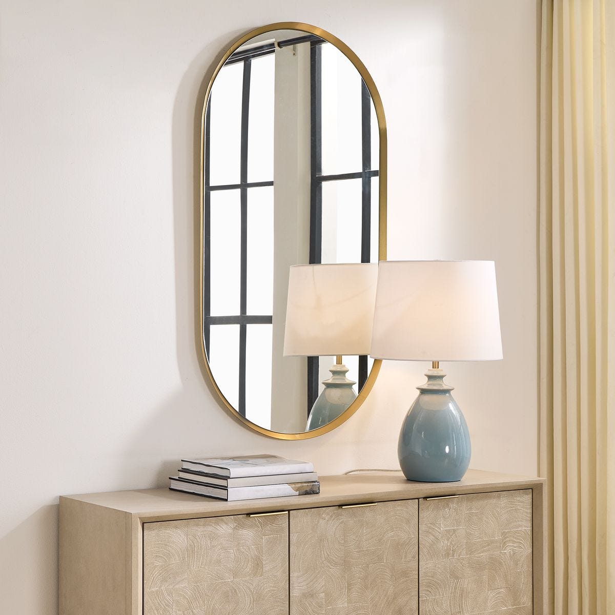 美品　UTTERMOSTアターマスト社製Gold Mirror大型鏡 Torrado Oval Mirror, Brass - Uttermost