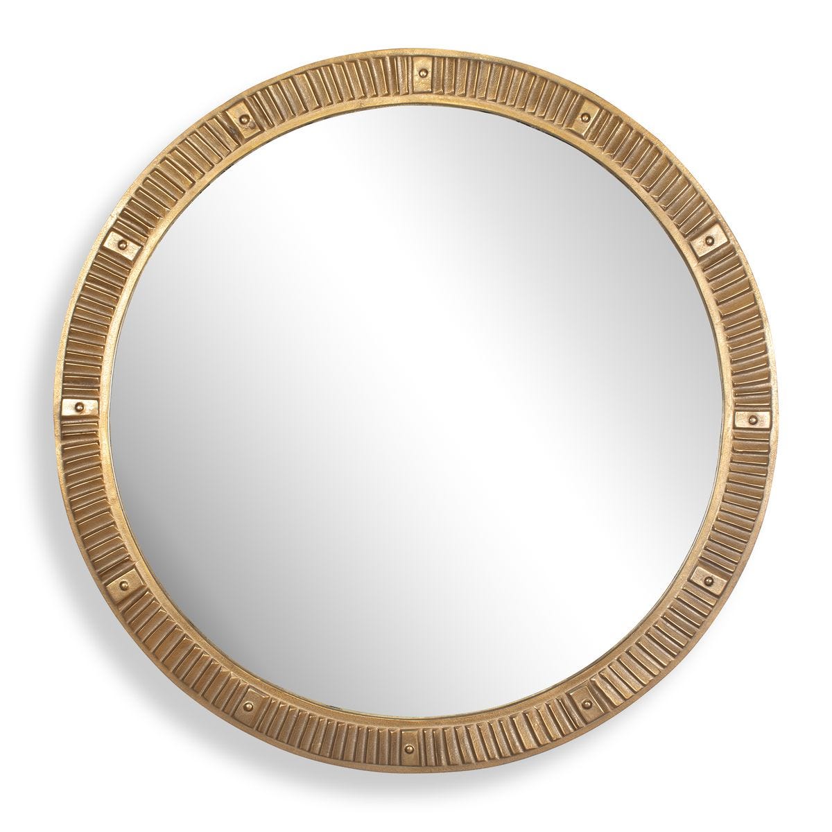 美品　UTTERMOSTアターマスト社製Gold Mirror大型鏡 Uttermost Mirrors Marlo Round Gold Mirror - Skaff Furniture Carpet