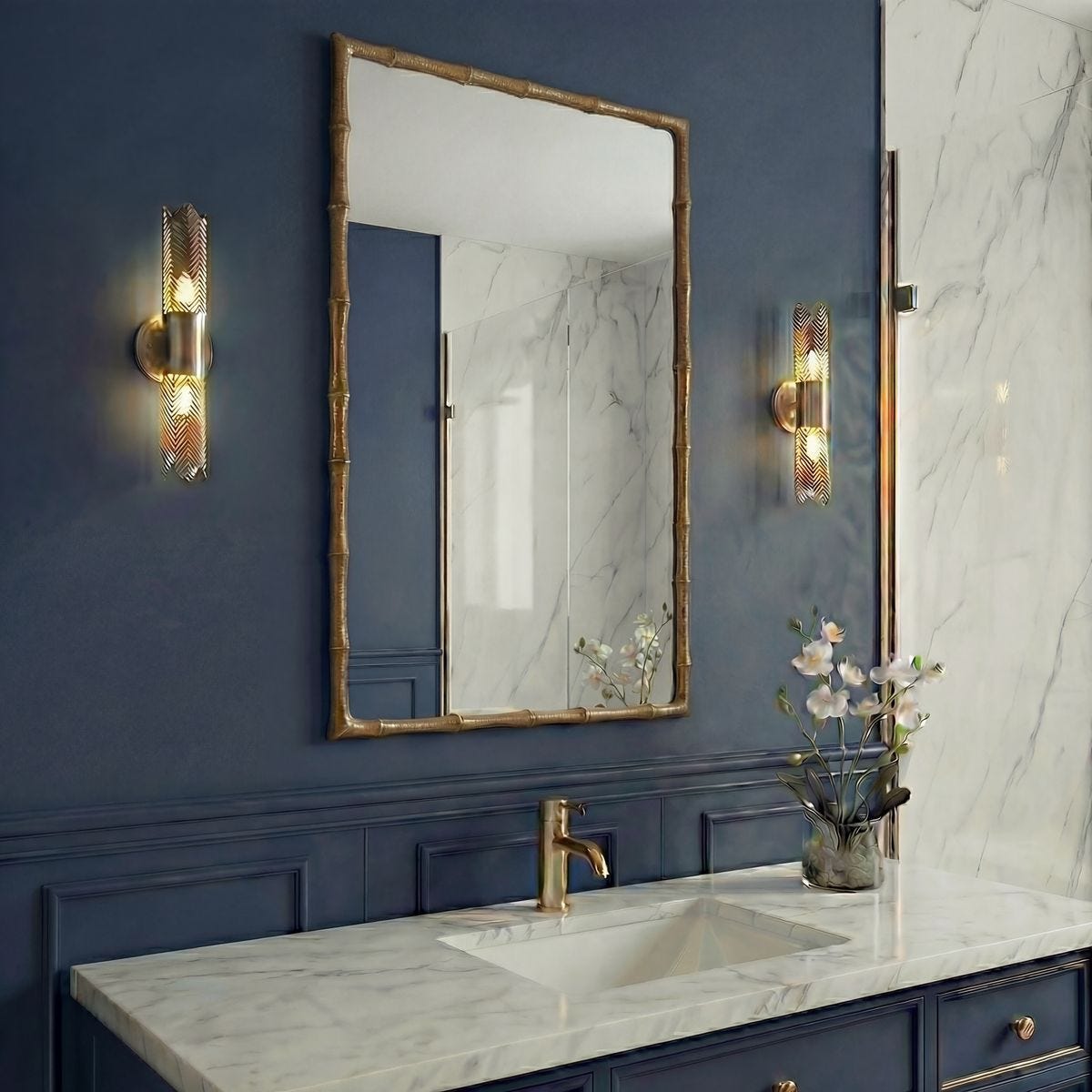 アンジー@プロフ　美品　UTTERMOST社製　大型鏡 Brass Bamboo Mirror - Uttermost
