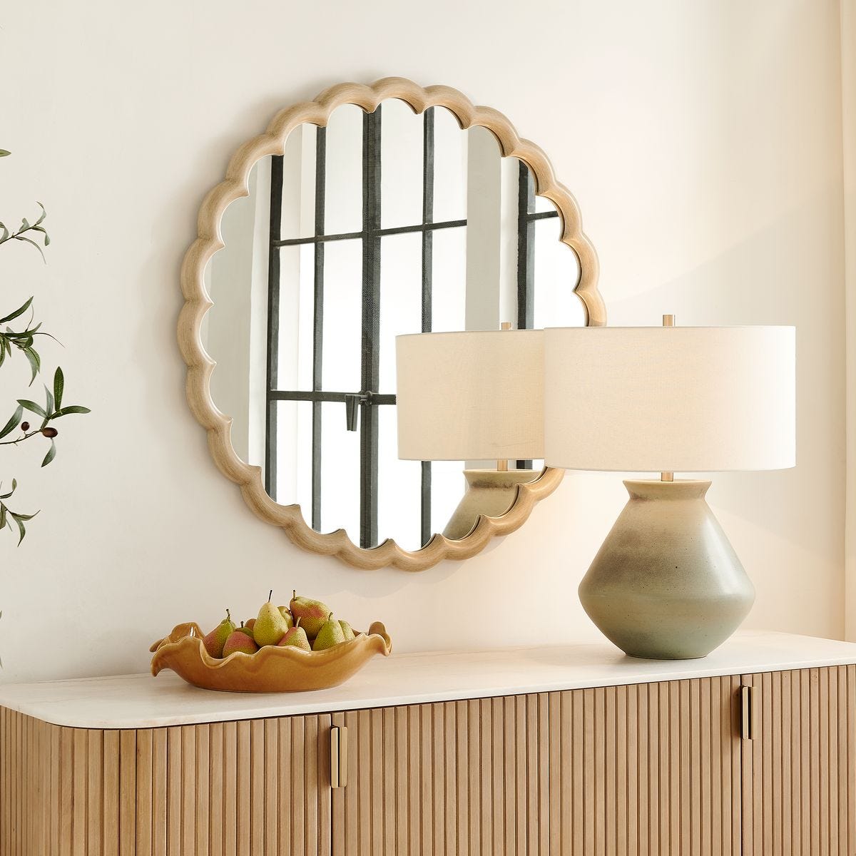 Cerrito Round Mirror, Burnished Ivory view 3