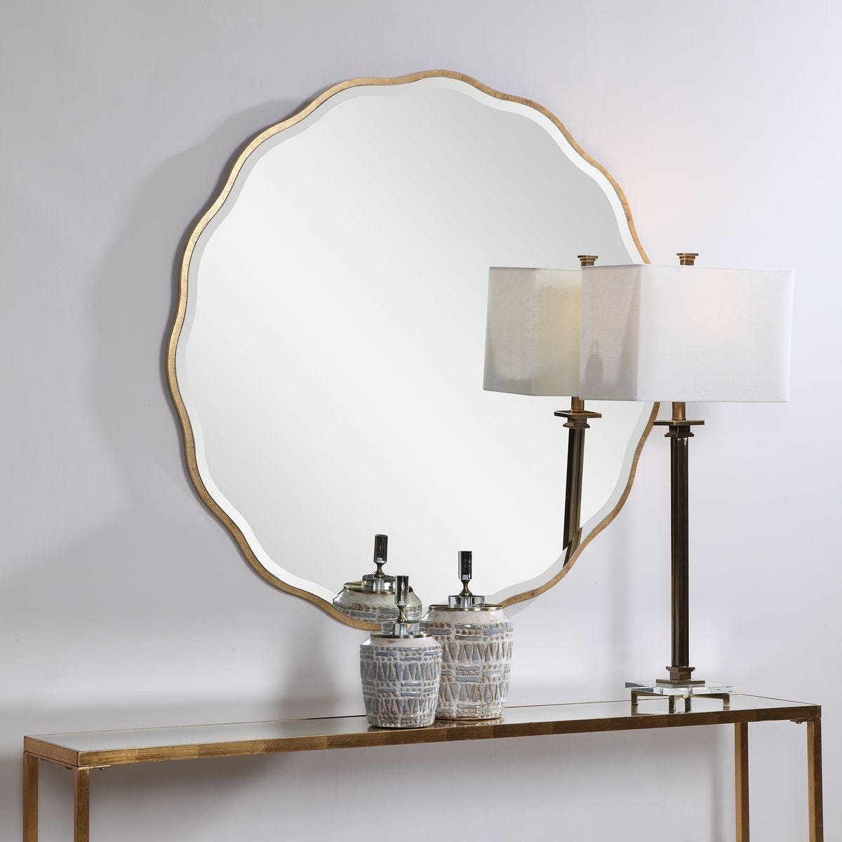 Aneta Round Mirror, Gold - Uttermost