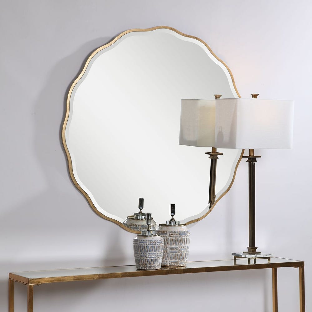 Aneta Round Mirror, Gold view 11