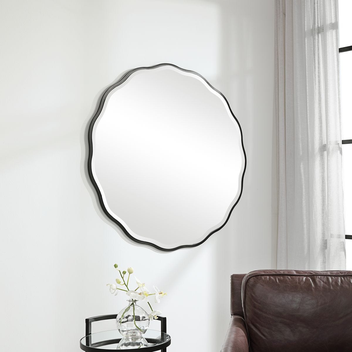 Aneta Round Mirror, Black view 4