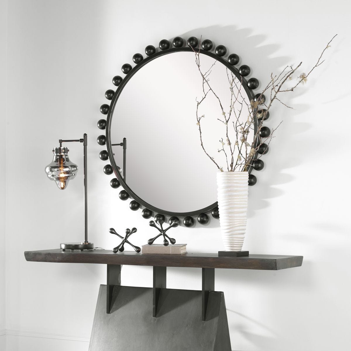 Cyra Round Mirror, Black - Uttermost