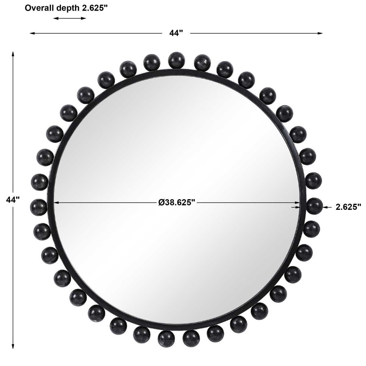 Cyra Round Mirror, Black - Uttermost