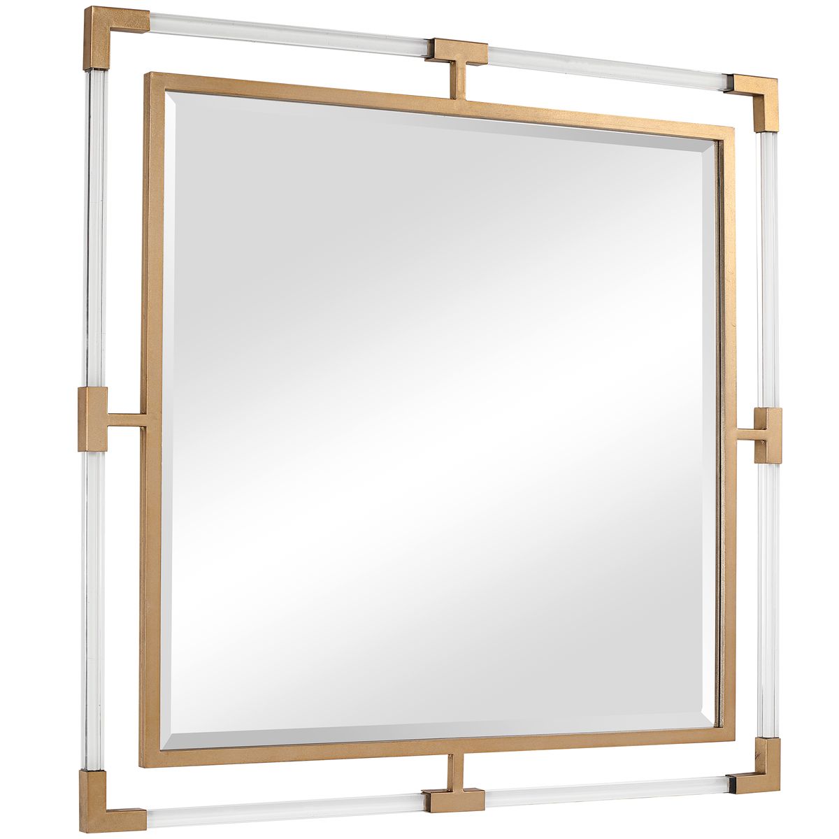 Balkan Square Mirror, Gold view 4