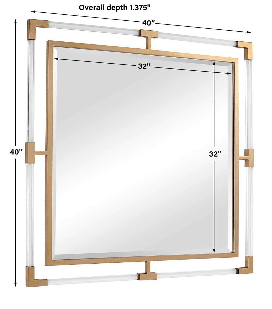 Balkan Square Mirror, Gold view 7
