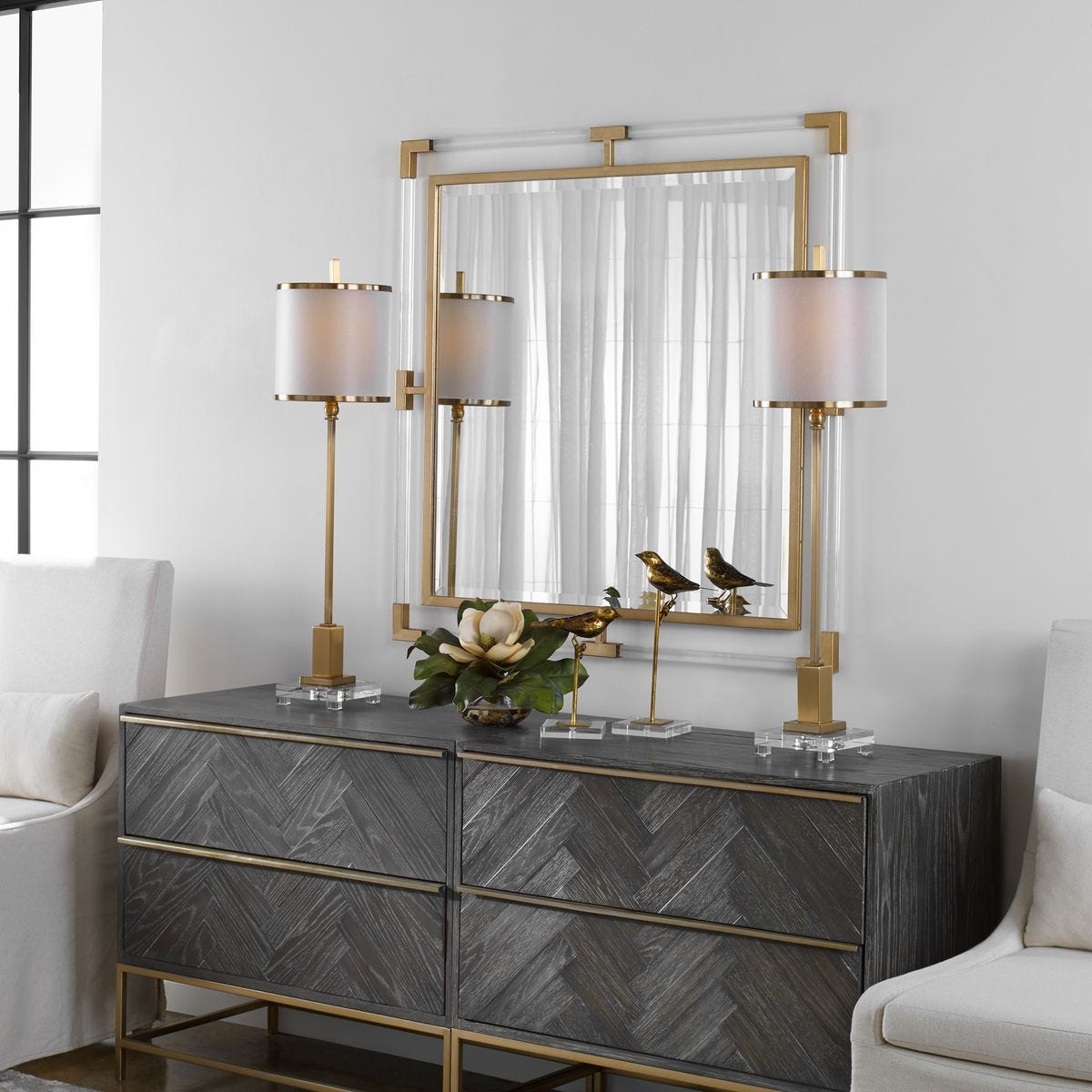 Balkan Square Mirror, Gold view 6