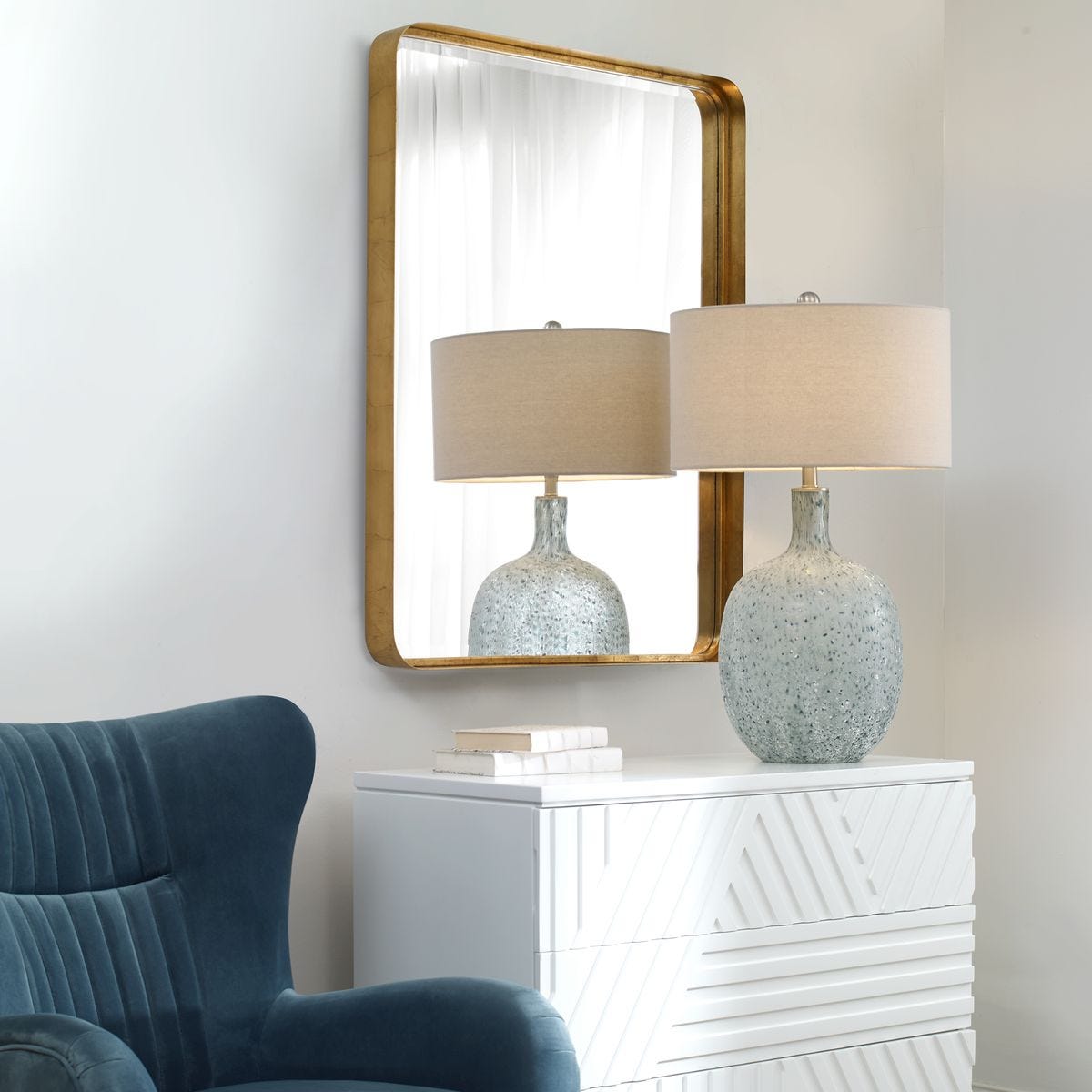 美品　UTTERMOSTアターマスト社製Gold Mirror大型鏡 Crofton Large Mirror, Gold - Uttermost
