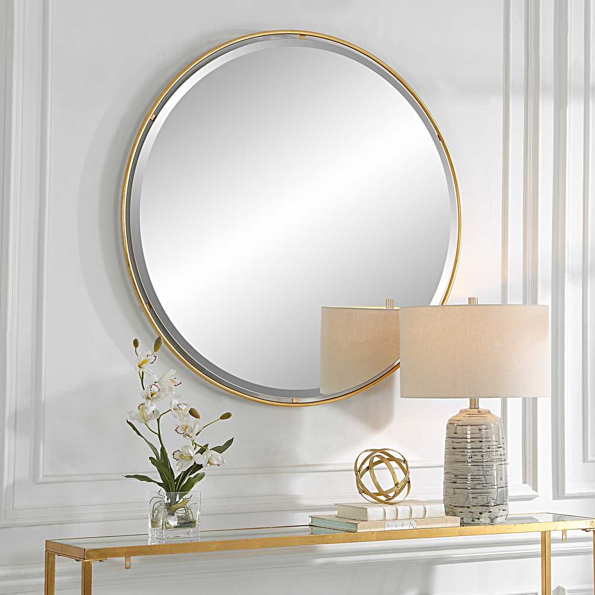Canillo Round Mirror, Gold view 5