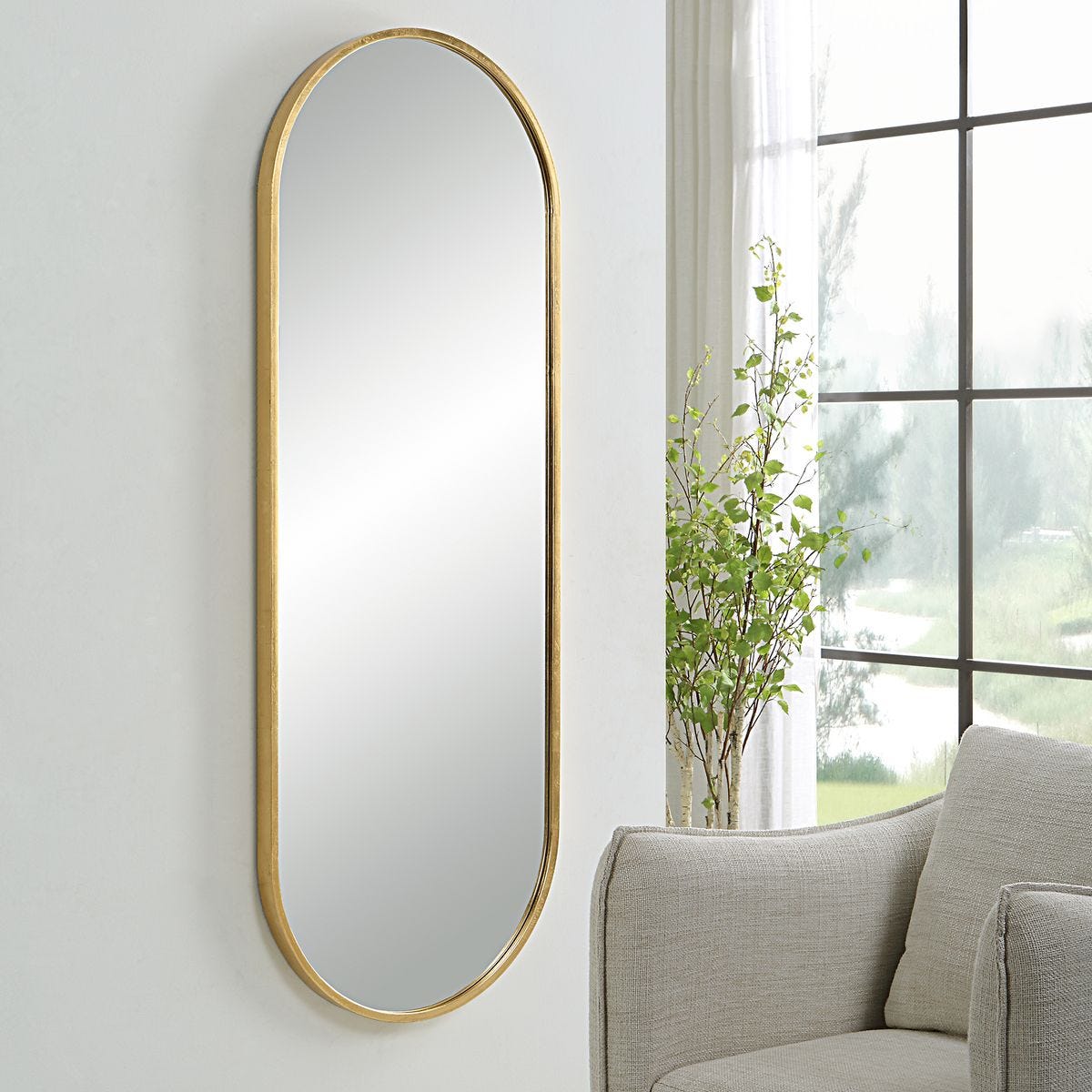 美品　UTTERMOSTアターマスト社製Gold Mirror大型鏡 Varina Tall Mirror, Gold - Uttermost