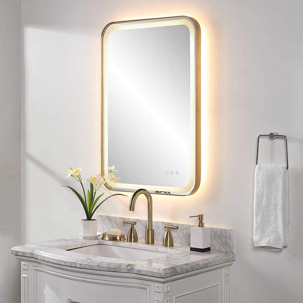 Crofton Lighted Vanity Mirror, Brass view 13