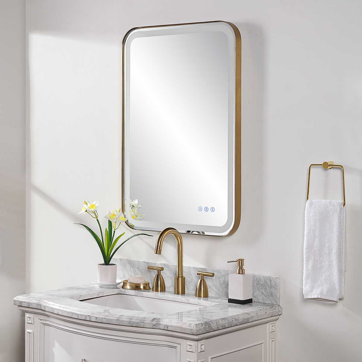 Crofton Lighted Vanity Mirror, Brass view 8