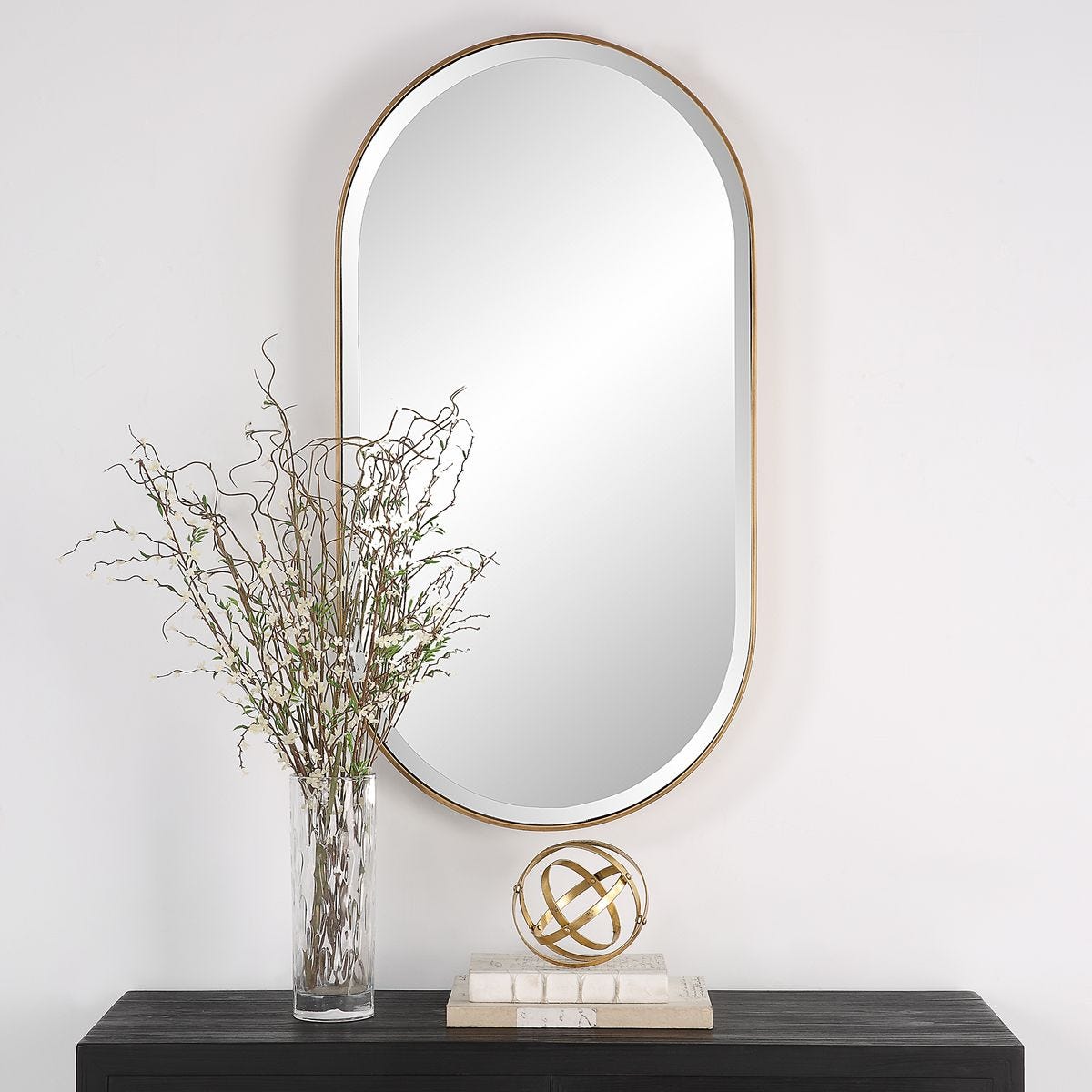 Lago Oval Mirror, Gold view 3