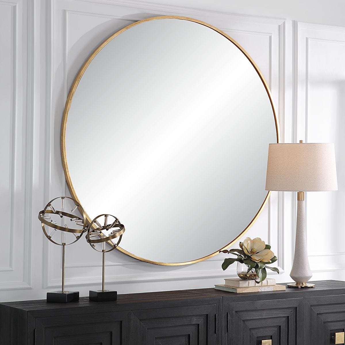 Junius Large Round Mirror, Gold - Uttermost