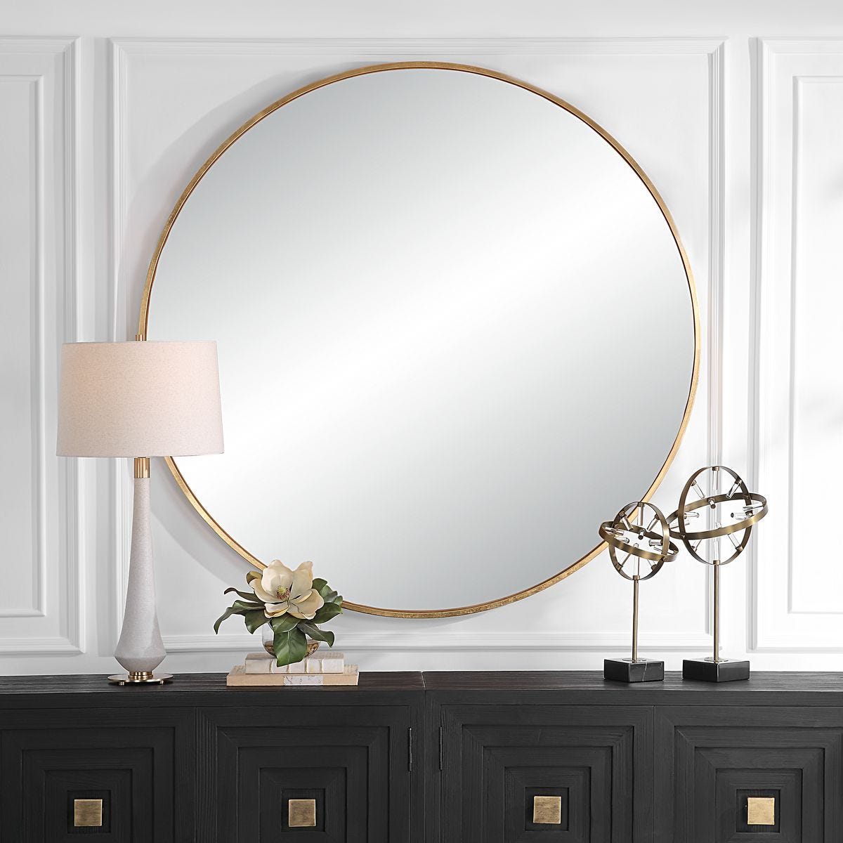 インテリア小物 美品 UTTERMOSTアターマスト社製Gold Mirror大型鏡