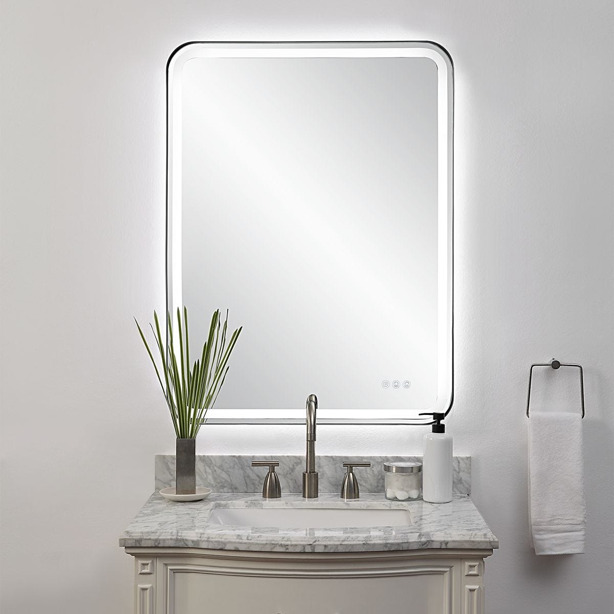 Crofton Lighted Large Mirror, Black - Uttermost