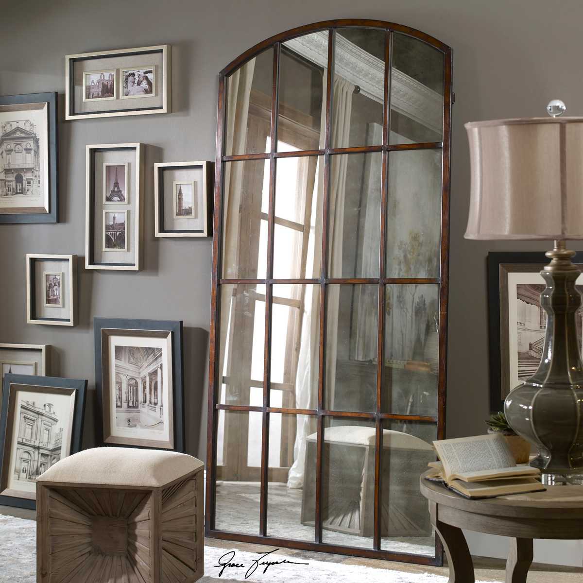 Amiel Large Arch Mirror, Bronze - Uttermost
