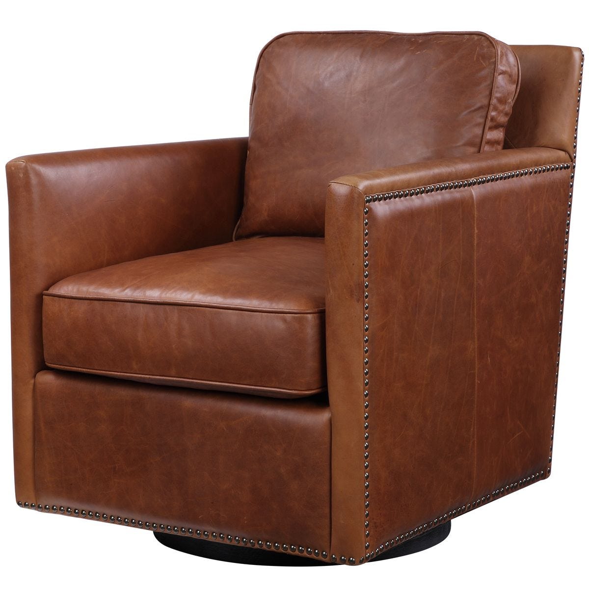 Roosevelt Swivel Chair - Cognac - Uttermost