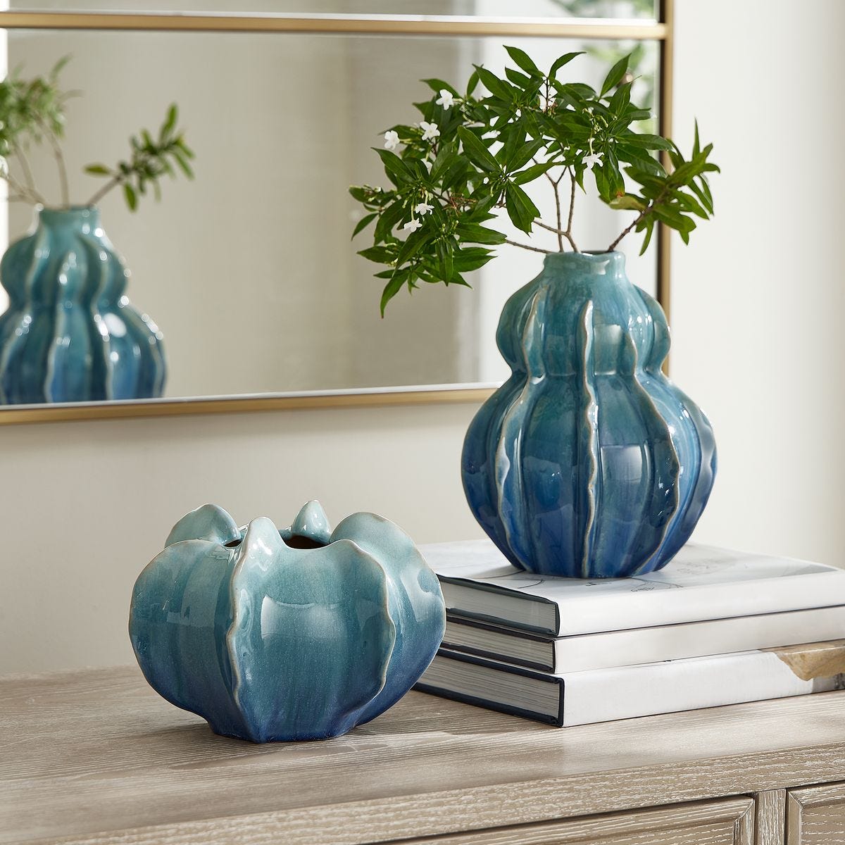 Ocean Wave Indoor-Outdoor Vases, S/2 - Uttermost