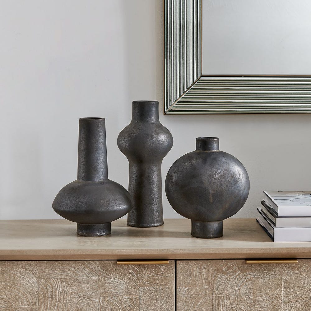 Charcoal Bloom Indoor-Outdoor Vases, S/3 view 8
