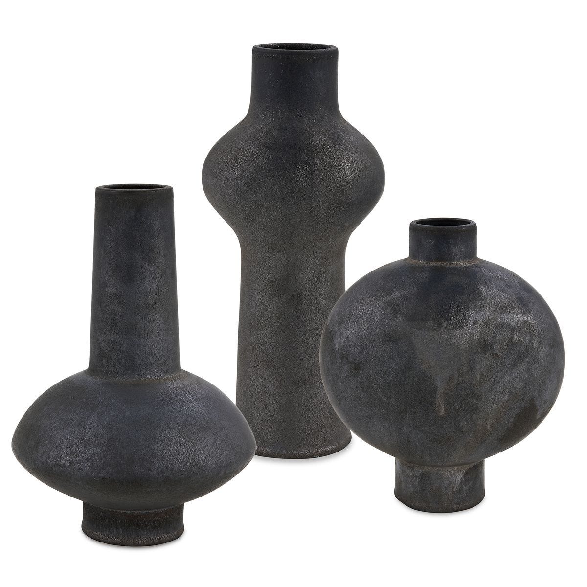 Charcoal Bloom Indoor-Outdoor Vases, S/3 view 2