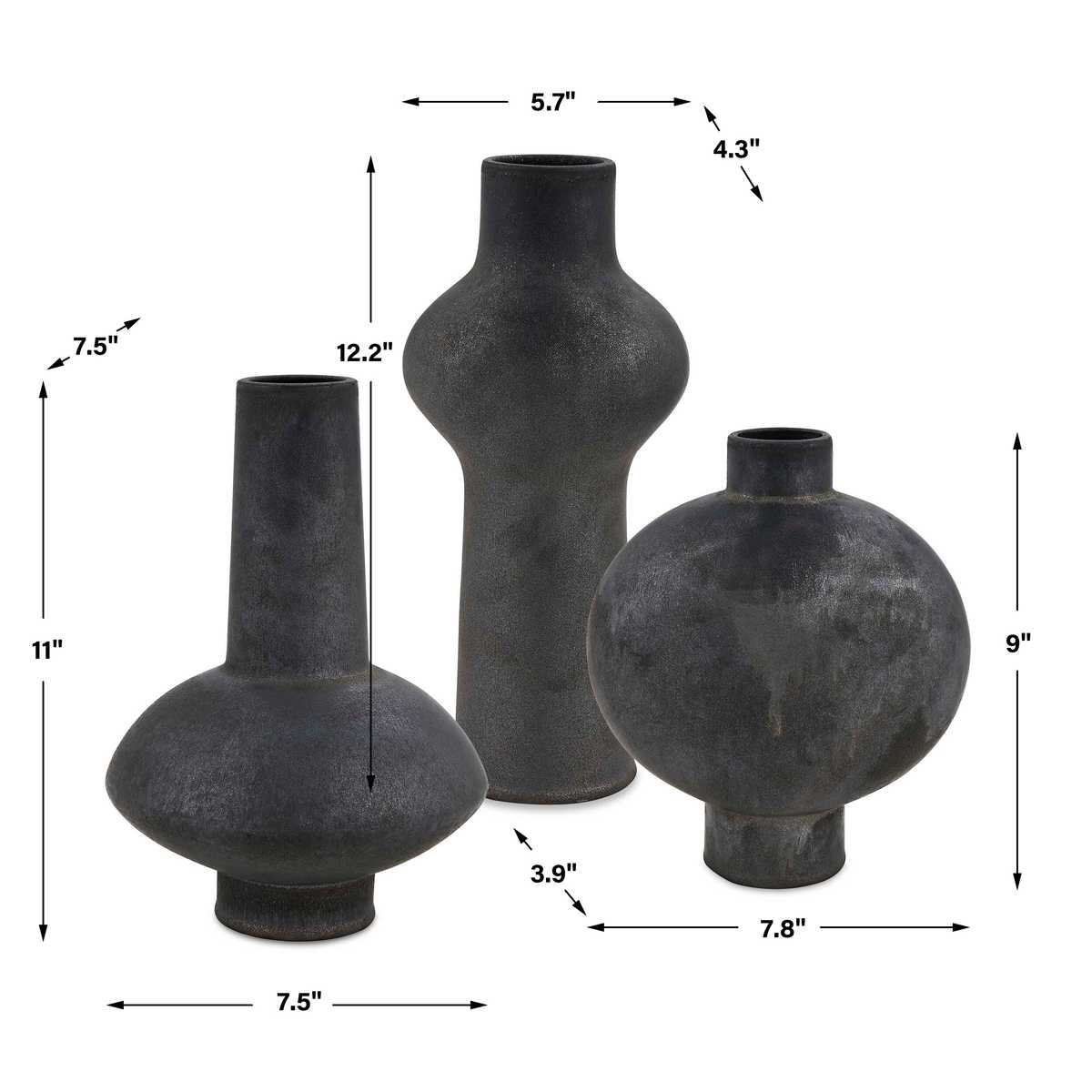 Charcoal Bloom Indoor-Outdoor Vases, S/3 view 5