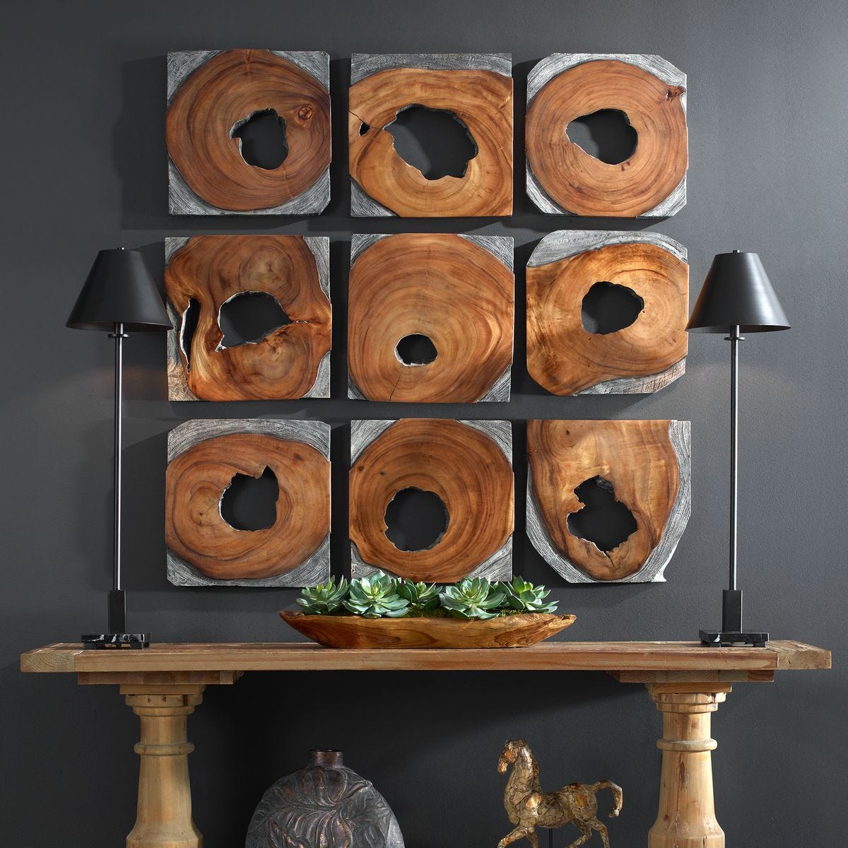 Jungle Wood Wall Decor, S/9 - Uttermost