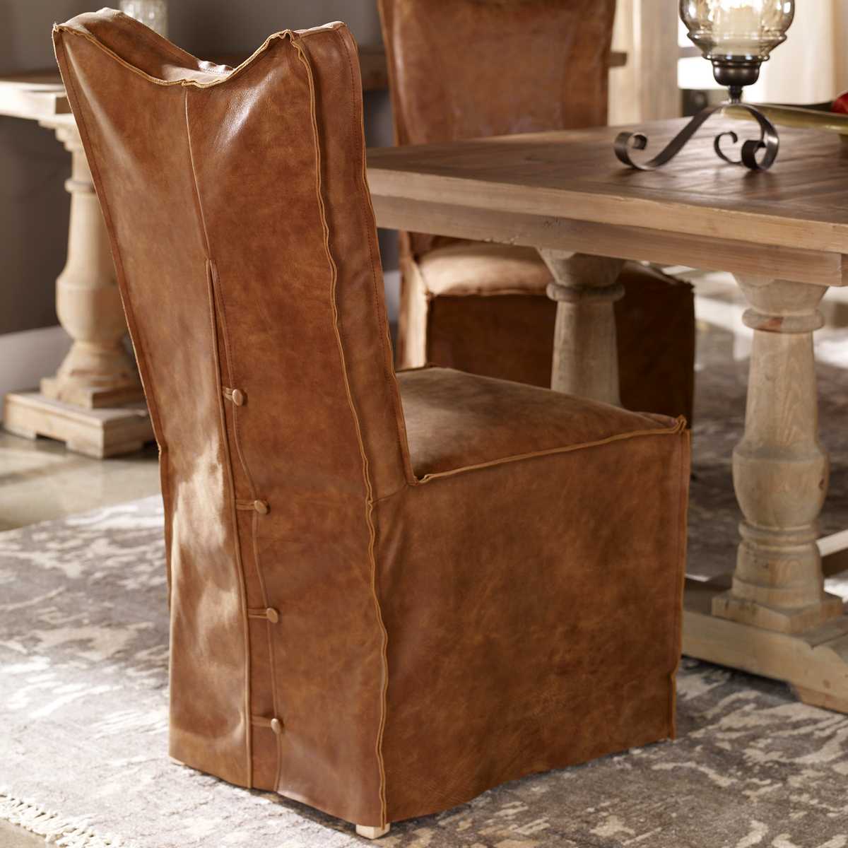 Delroy Armless Chair, Cognac, 2 Per Box, Priced Each - Uttermost