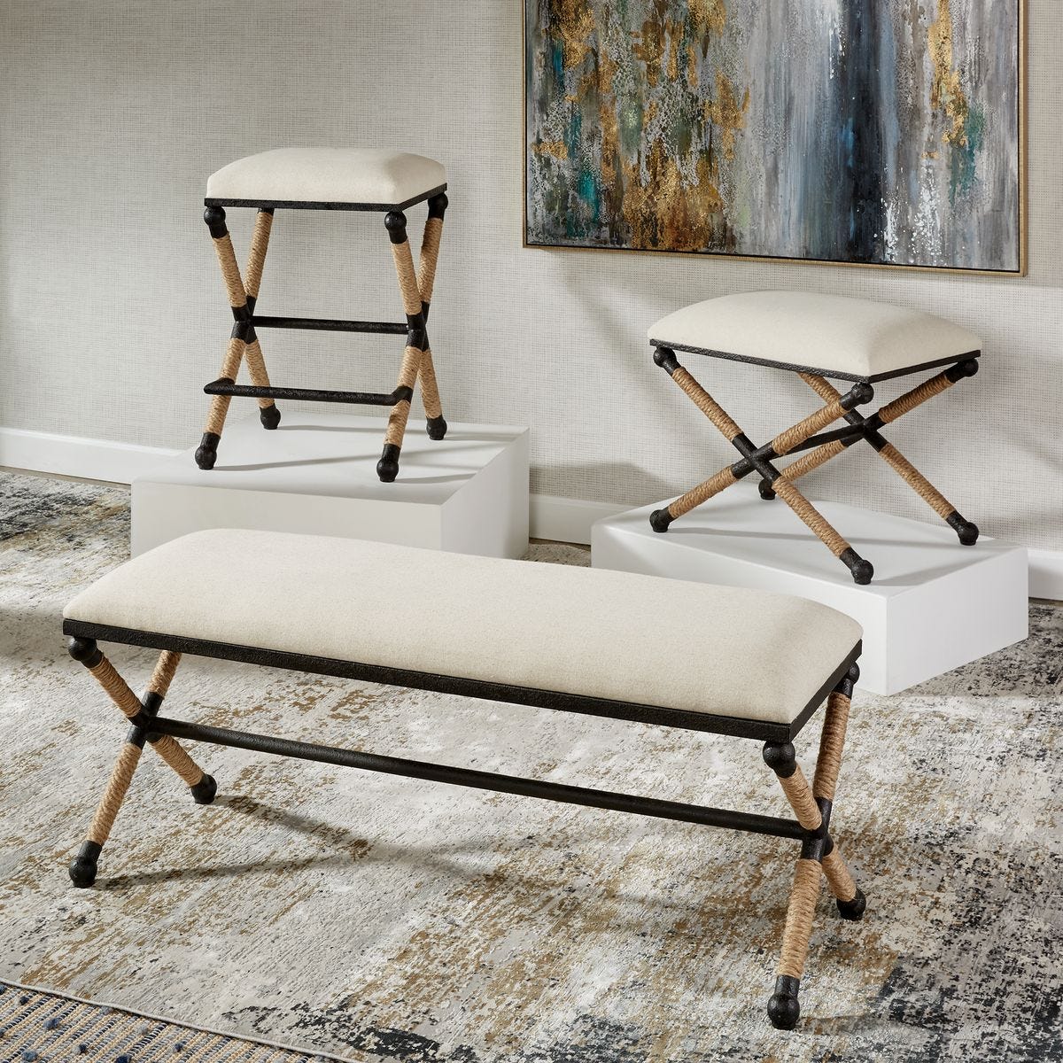 Firth Small Bench, Oatmeal - Uttermost