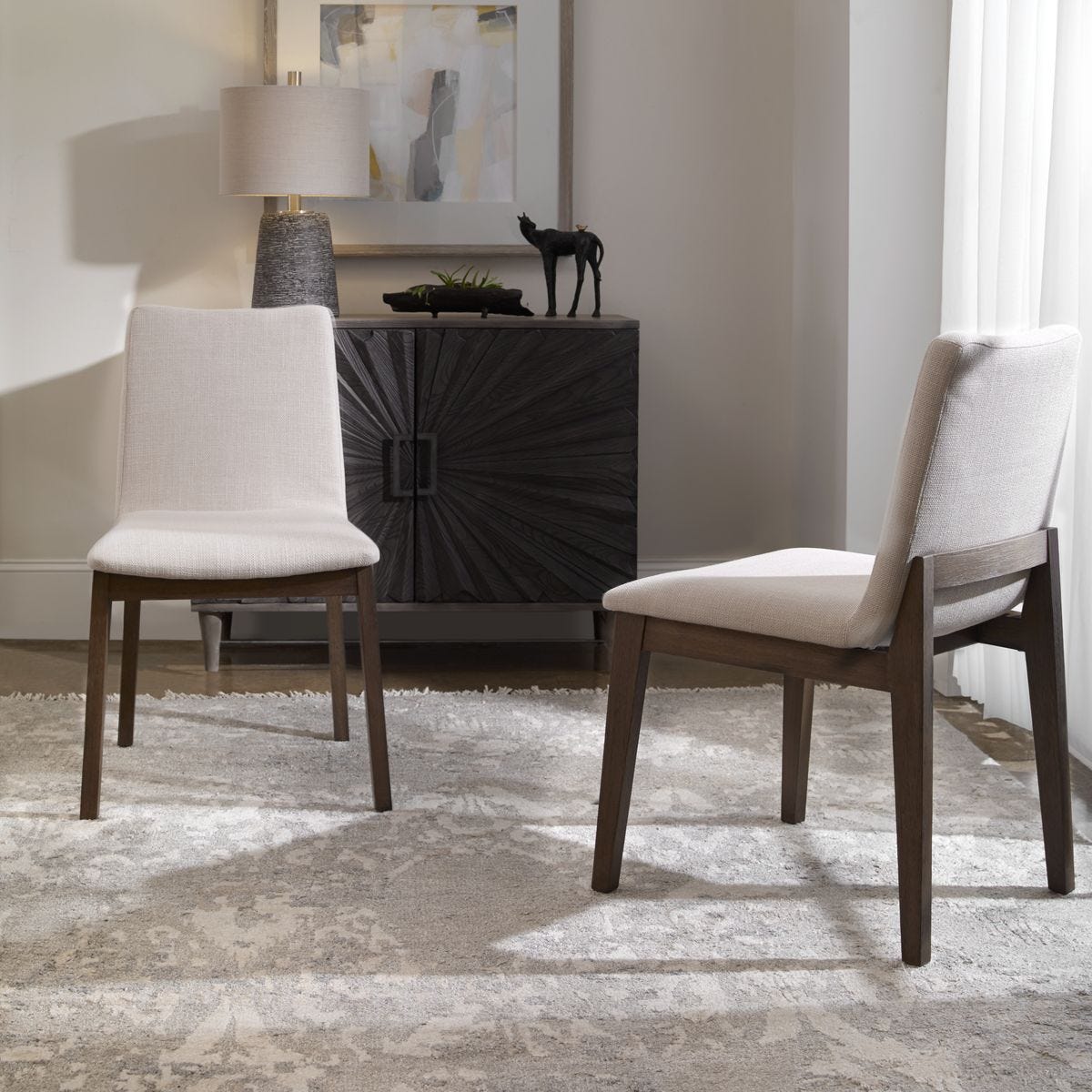Delano Armless Chair, Walnut, 2 PER BOX, Priced Each - Uttermost