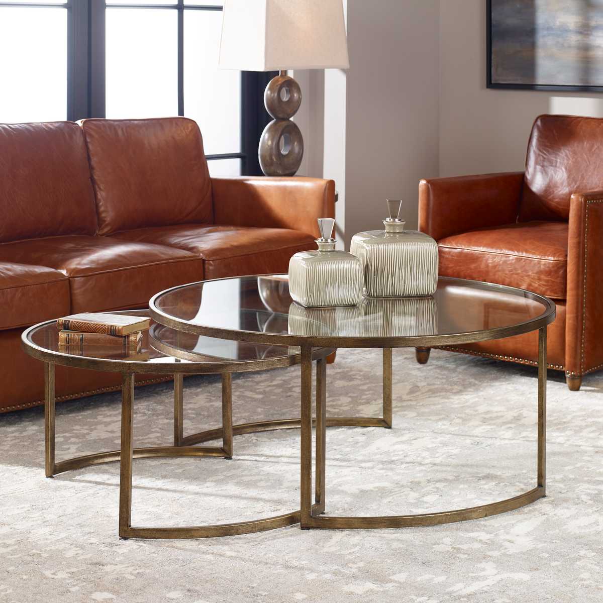 Rhea Nesting Coffee Tables, Gold, S/2 - Uttermost