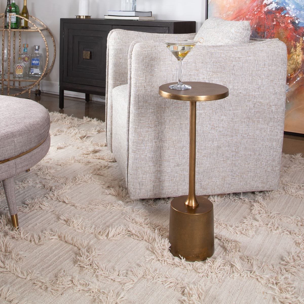 Sanaga Indoor-Outdoor Drink Table, Gold - Revelation