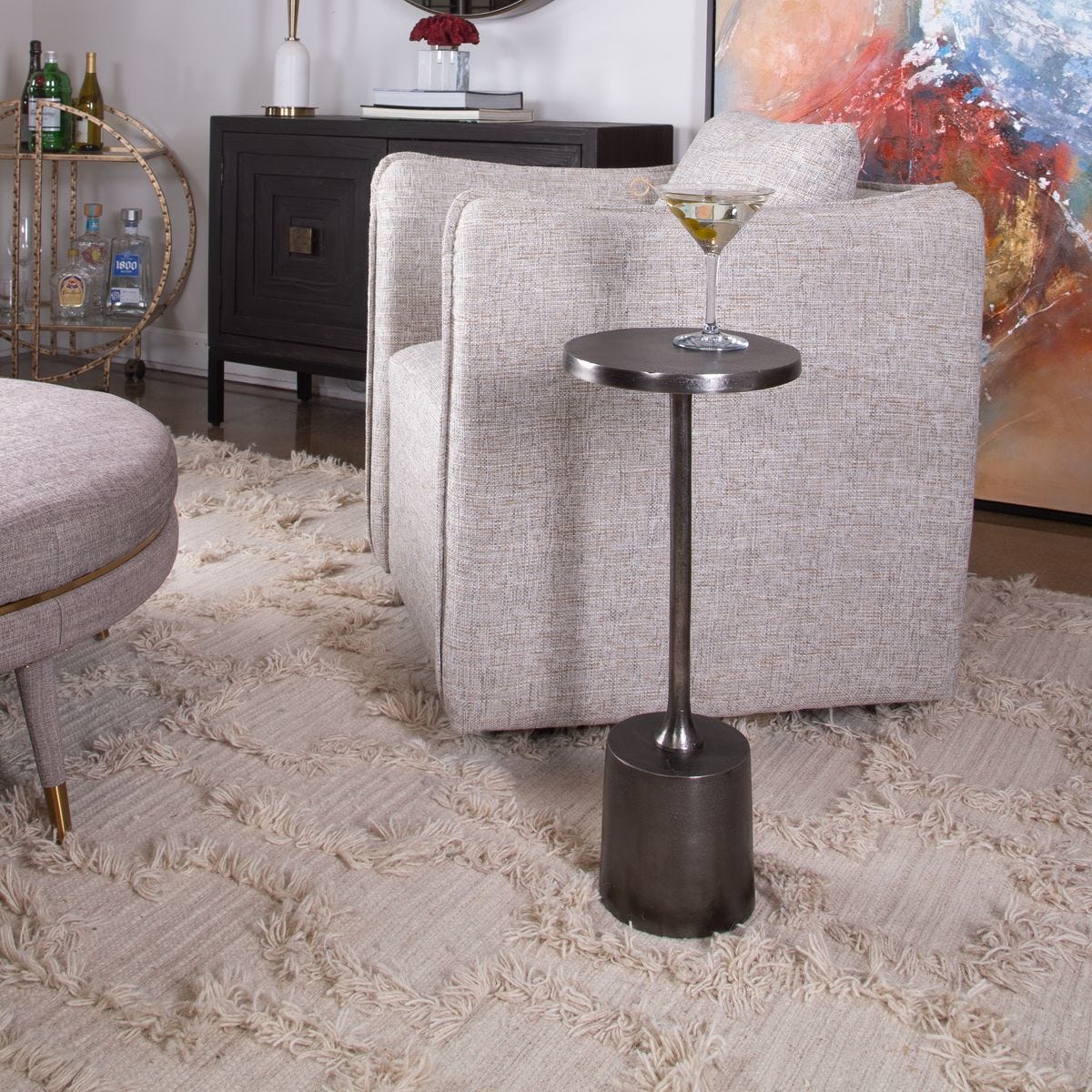Sanaga Indoor-Outdoor Drink Table, Nickel view 3