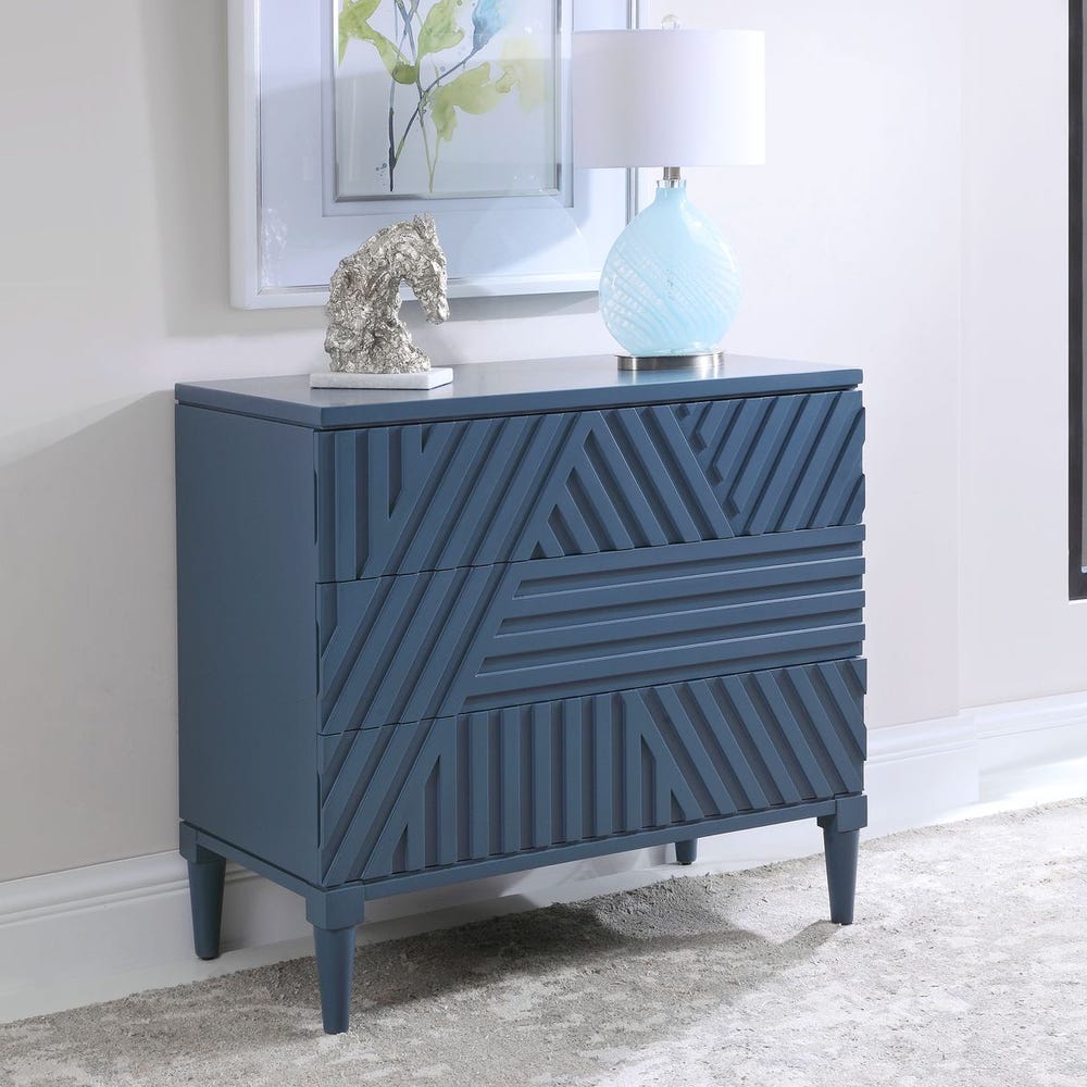 Colby 3 Drawer Chest, Blue - Uttermost