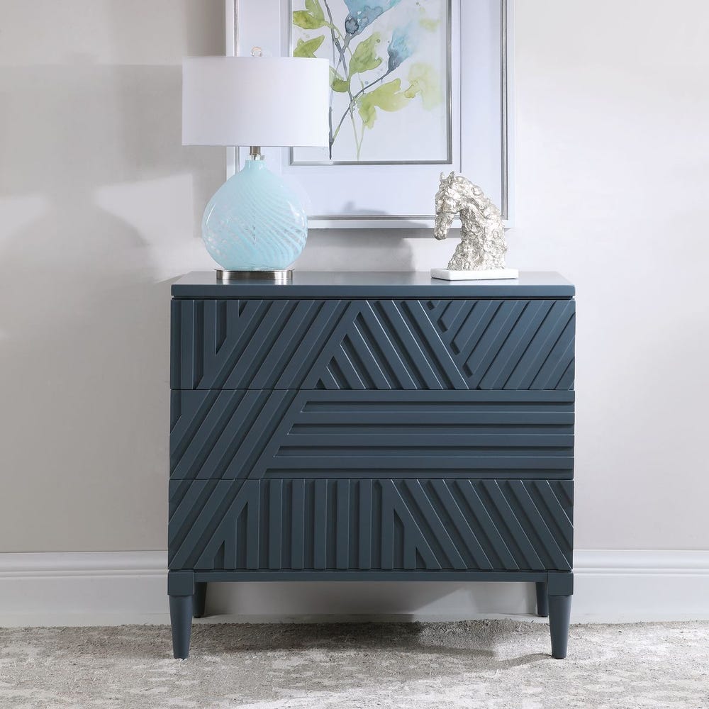 Colby 3 Drawer Chest, Blue - Uttermost