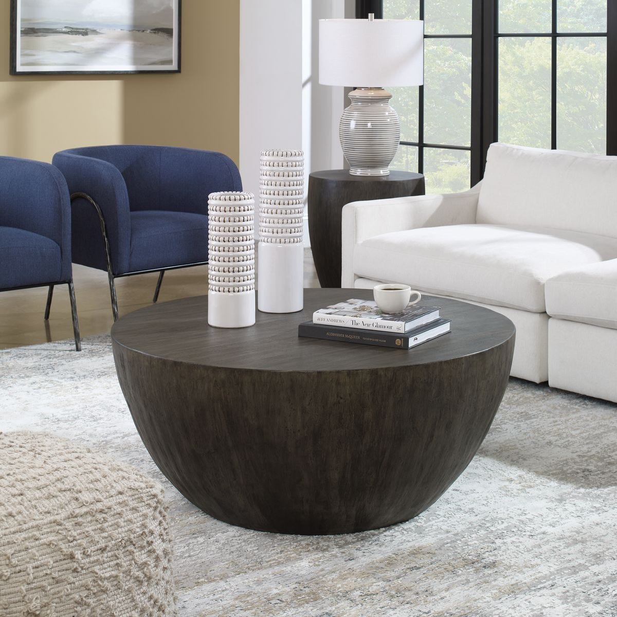 X-TAGE WALNUT 【ROUND L】 Lark Coffee Table, Walnut - Uttermost