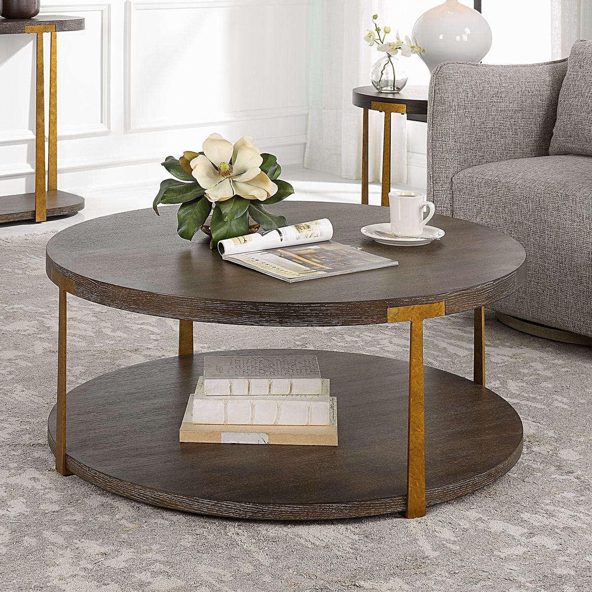 halp0216☆mooi パソッティ coffee Table Ensley Walnut Coffee Table
